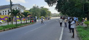 Residents of Brafoyaw massing up at the entrance of Aggrey Memorial