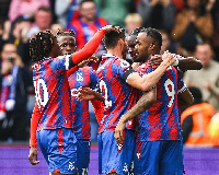 Black Stars striker, Jordan Ayew with teammates