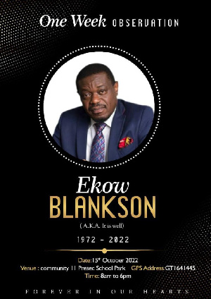 Ekow Blankson's One-Week observation flyer