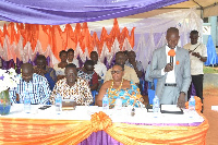 Hon. Joseph Amoah, D.C.E, Shama, Paul Quaysie, the Queen mother, and  Mahmud Abdul at the graduation