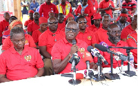 General Secretary of MDU (middle), Daniel Owusu-Koranteng addressing the press in Accra