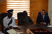 Interior Minister Ambrose Dery with officials of the Ghana National Fire Service