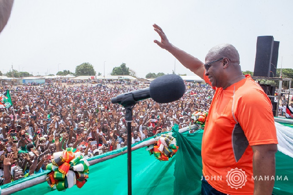 Former President John Dramani Mahama addressing NDC supporters