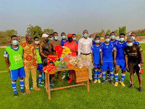 A photo of Cheetah FC's presentation to GIHOC FC