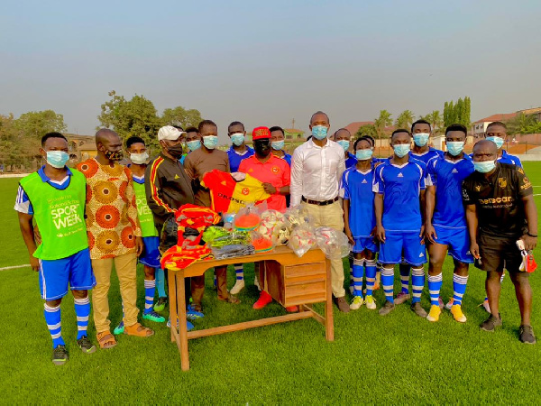 A photo of Cheetah FC's presentation to GIHOC FC