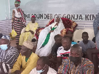 verlord of the Gonja traditional area makes a remark during Mahama's courtesy call on him