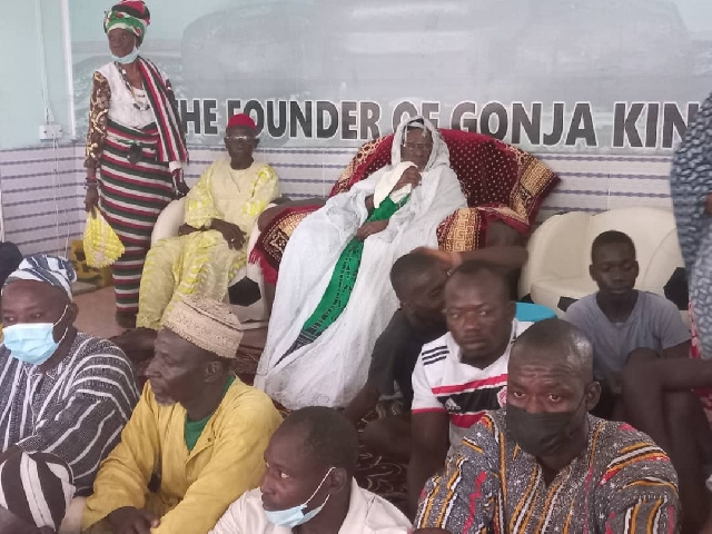 verlord of the Gonja traditional area makes a remark during Mahama's courtesy call on him