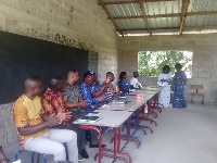 MP Alex Kofi Agyekum with his team during the visit