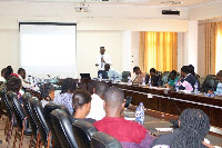 A facilitator taking the nurses through the sickle cell and asthma workshop