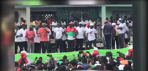 John Dramani Mahama with some party members at the unity walk held in Tarkwa