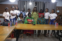 Madam Janet Edna Nyame with the contestants