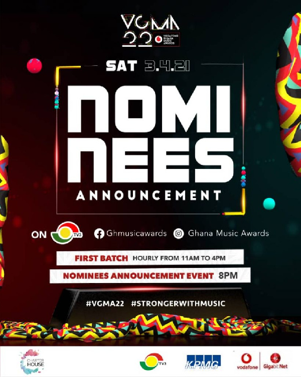 2021 Ghana Music Awards nominees will be unveiled on April 3