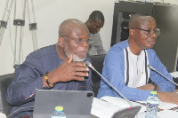 Dr James Klutse Avedzi (left), Chairman, Public Accounts Committee, addressing the committee