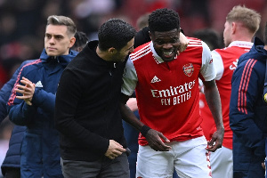 Thomas Partey and Mikel Arteta