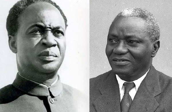 Kwame Nkrumah (left), J. B. Danquah (right)