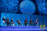 Akufo-Addo (second right) is participating in the One Ocean Summit in Brest, France