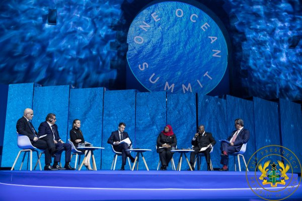 Akufo-Addo (second right) is participating in the One Ocean Summit in Brest, France