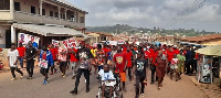 A group of irate Ghanaians protesting