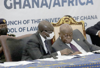 Godfred Dame (left), President Akufo-Addo (right)