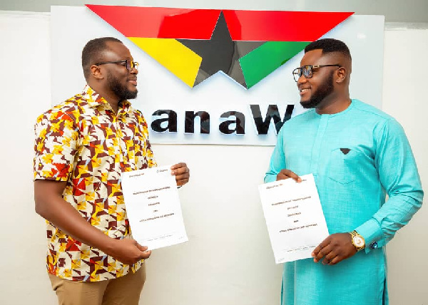 Leadership of both GhanaWeb and Angel Broadcasting Network after the partnership signing