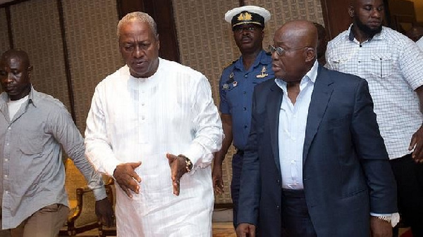 John Dramani Mahama, former president of Ghana(Left) & President Akufo Addo (Right)