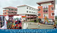 Former President Mahama at the inauguration of a Community Day School at Agona Abodom