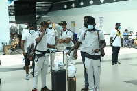 Black Stars players arrive in Cameroon | Photo credit @AmandoCrusader