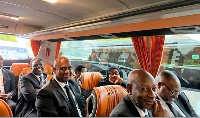 Picture of Kenya's president and Tanzania's President Samia Suluhu in a bus