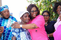 The NDC's Maame Efua gives one of the patients a warm embrace after the exercise