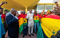 President Akufo-Addo with some fans and Sports Minister