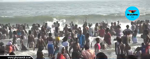 Revellers at the Labadi Beach i