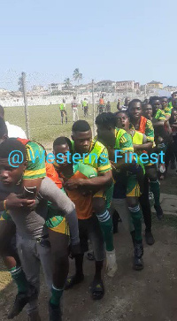 VRA youngters fans carry players at their backs