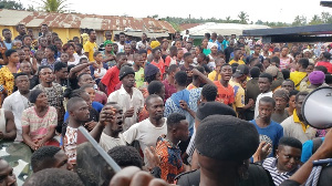 Angry residents of Akwadum in the Eastern Region