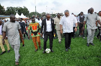 Robert Coleman with former President Rawlings at the unveiling of the Accra Aca turf