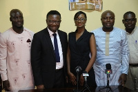 Stephen Appiah with Rev Mensah and some officials