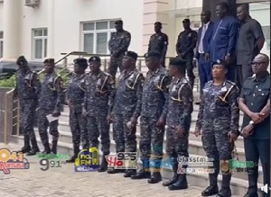 Commissioners of Police lined at parliament awaiting the arrival of IGP George Akuffo Dampare