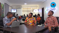 [L-R]: Host of the show Abrantepa with guests David Mawuli and Jibriel Suliah Jagbesie