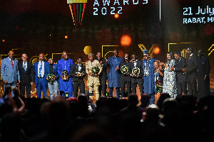 CAF Awards 2022 group photo of all winners on the night