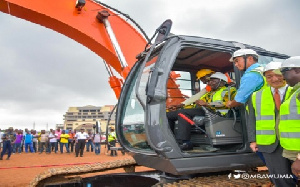 Vice-President Mahamudu Bawumia at theTema Motorway Intersection where he cut sod for work to begin