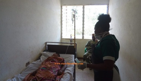 One of the students on admission at  the Upper East Regional Hospital being attended to by a nurse