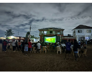 Madina fans jubilate after a massive strike by Michael Baidoo