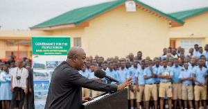 Former President of Ghana, John Dramani Mahama addressing a group of students