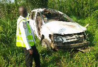 The vehicle veered off the main road, somersaulted and landed in a ditch