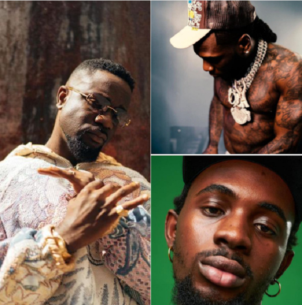 A grid of Sarkodie, Burna Boy and Black Sherif. Photo credit: George Britton