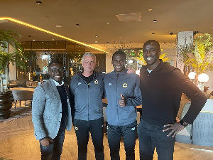 L-R Oliver Arthur, Jose Mourinho, Afena-Gyana, and Otto Addo