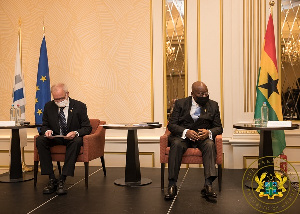 President Akufo-Addo (R) with President of the European Investment Bank, Dr. Werner Hoyer