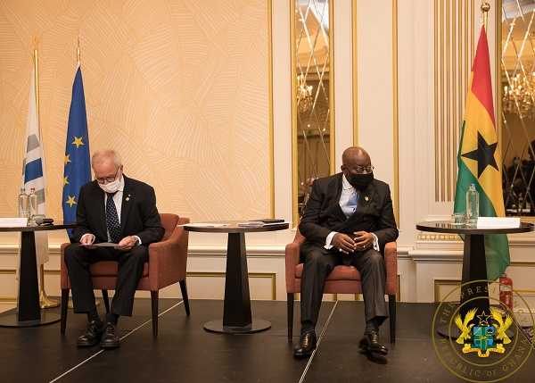 President Akufo-Addo (R) with President of the European Investment Bank, Dr. Werner Hoyer