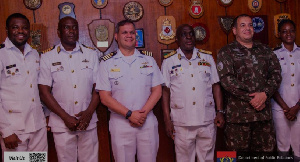 A delegation from Brazilian Navy Ship Apa visited Commodore Maxwell Arhen