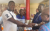 Prince Agyemang at the party's office to pick up forms on behalf of Ekow Vincent Assafuah