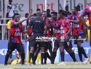 Legon Cities Players And Referee Charles Buluu